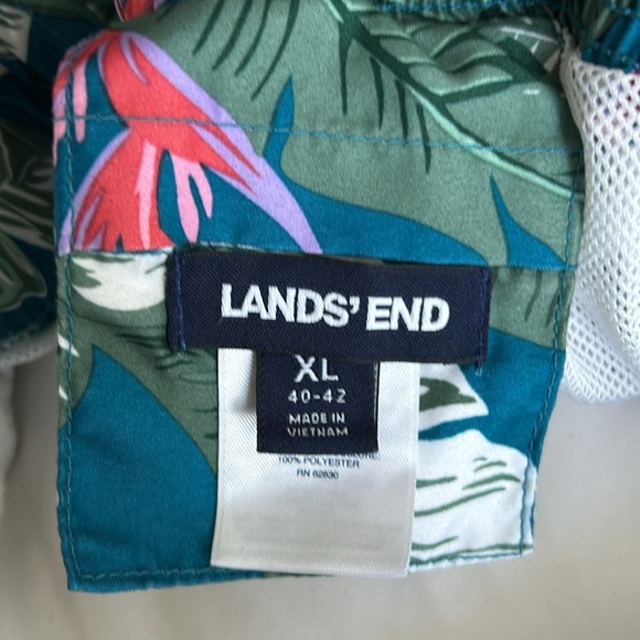 Lands End Hawaian tropical swim bathing suit size XL green swim trunks - Picture 5 of 6